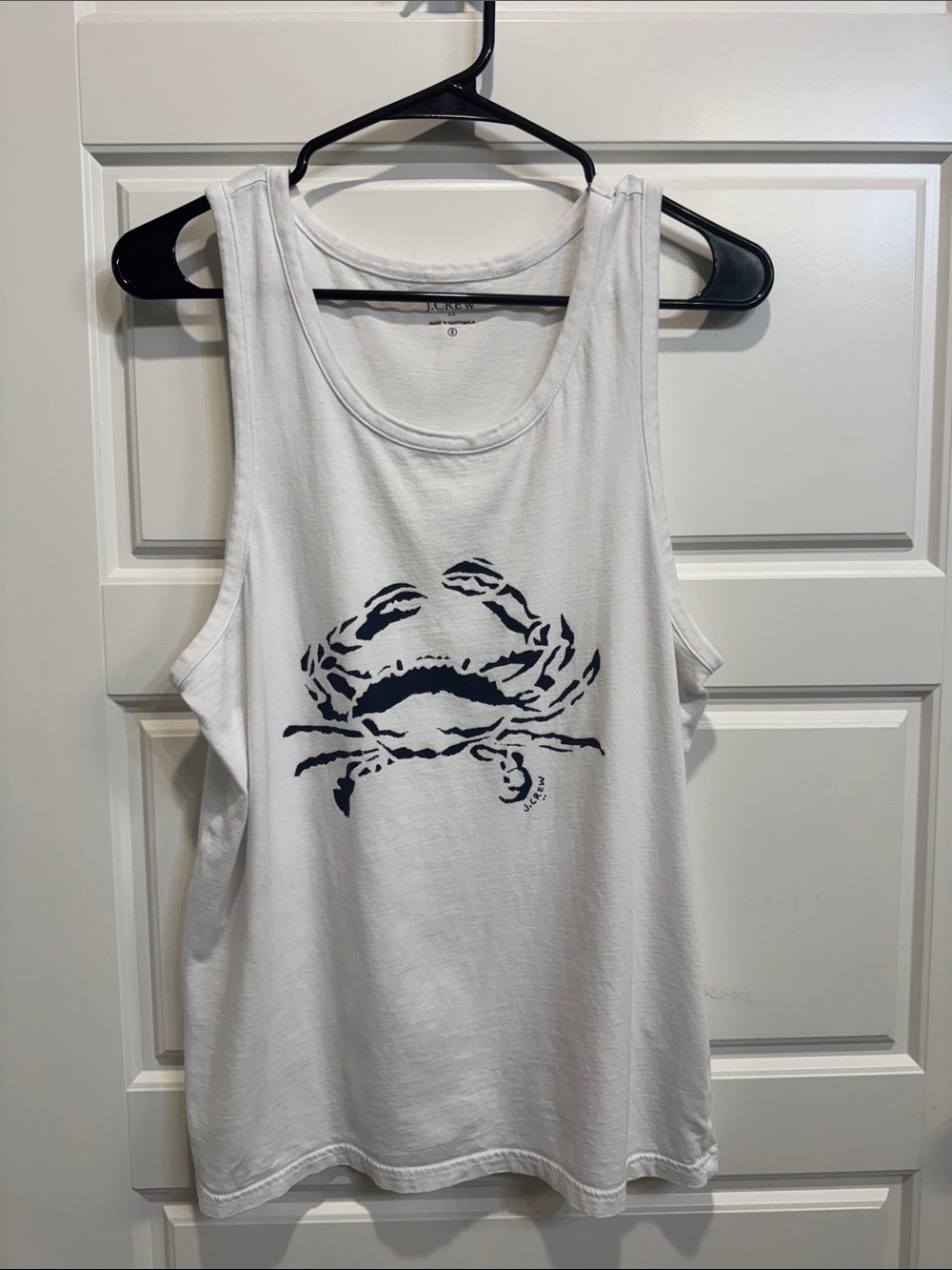 J. Crew White Tee with Navy Logo Print